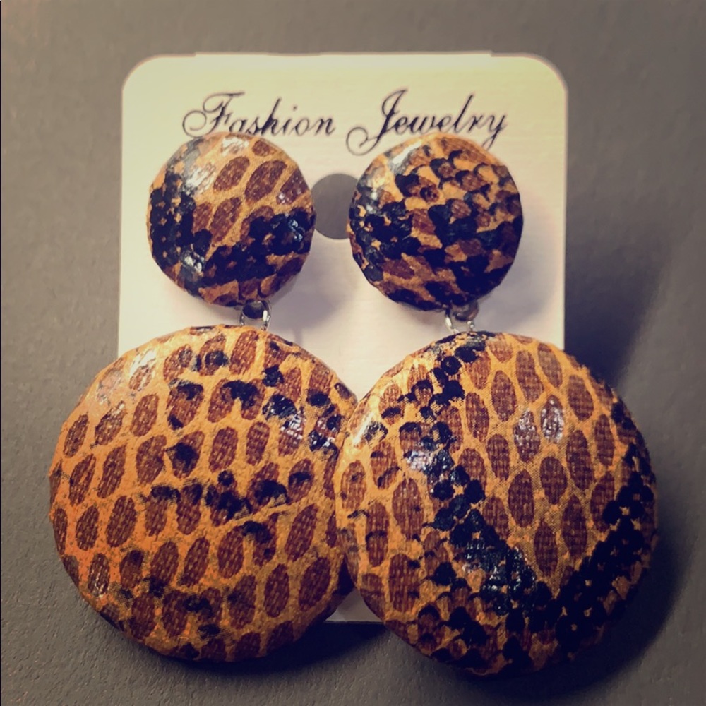 Brown snake skin earrings
